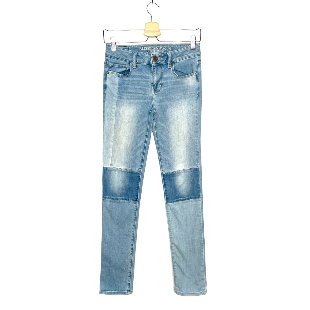 American Eagle | AEO Light Wash Patchwork Denim S… - image 1